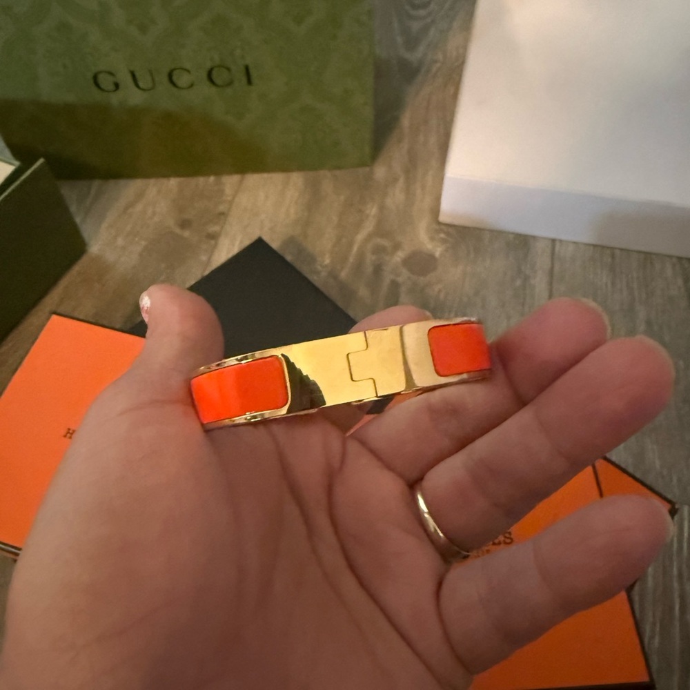 Hermes Vibrant Orange and Gold Women's Bracelet - Picture 3 of 6